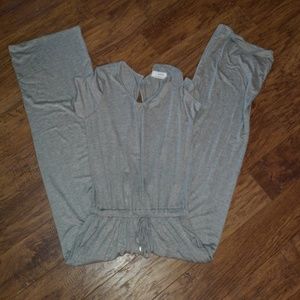 MEDIUM Gray Short Sleeve Romper- Womens